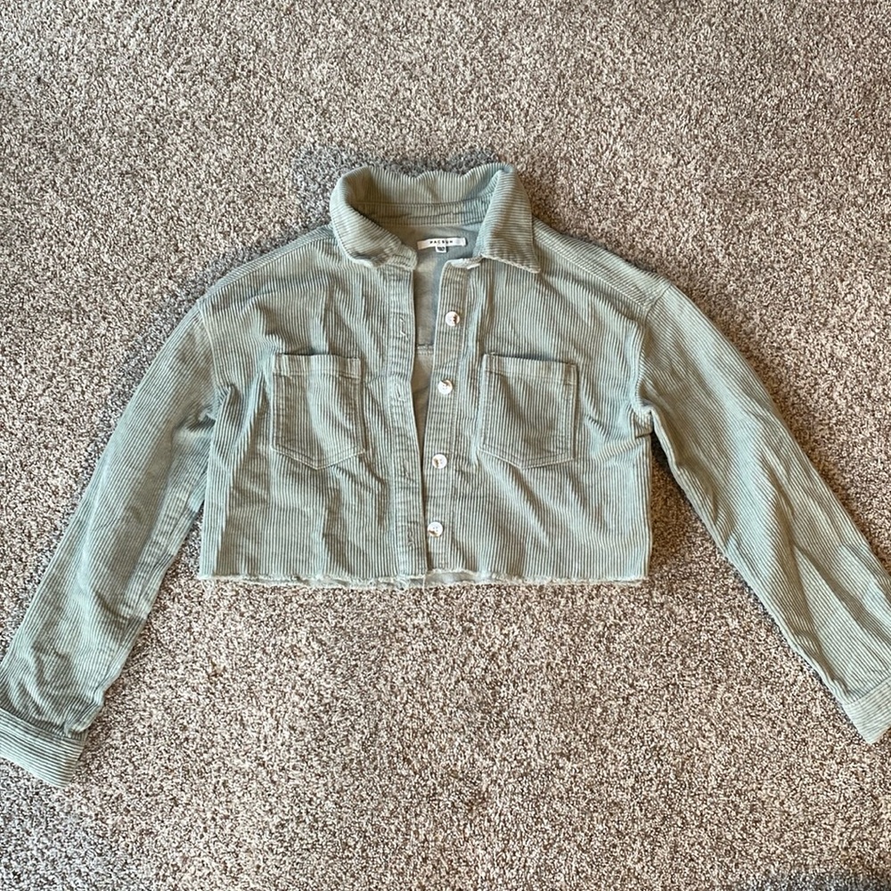 Pacsun corduroy cropped green jacket